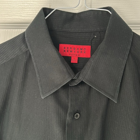 Bergamo New York Men’s Black Long Sleeve Button Down Dress Shirt Size Large - Picture 1 of 4